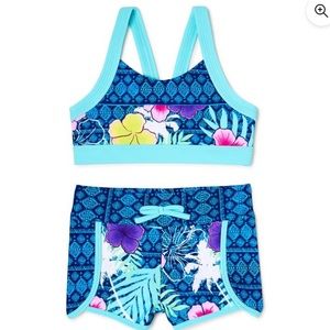 Two-Piece Swimsuit, Full Coverage Shorts, Size 14